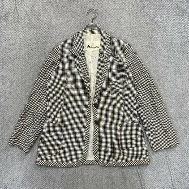 1円スタート! （8）Aquascutum アクアスキュータム イングランド製 羽織り式テーラードジャケット サイズL相当 レディース トップス 最落無