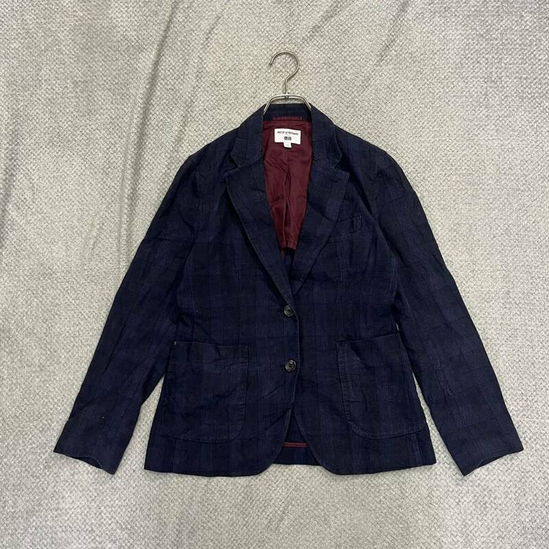 1円スタート! （11）UNIQLO ユニクロ INES DE LA FRESSANGE リネンテーラードジャケット サイズS ブルー レディース トップス 最落なし