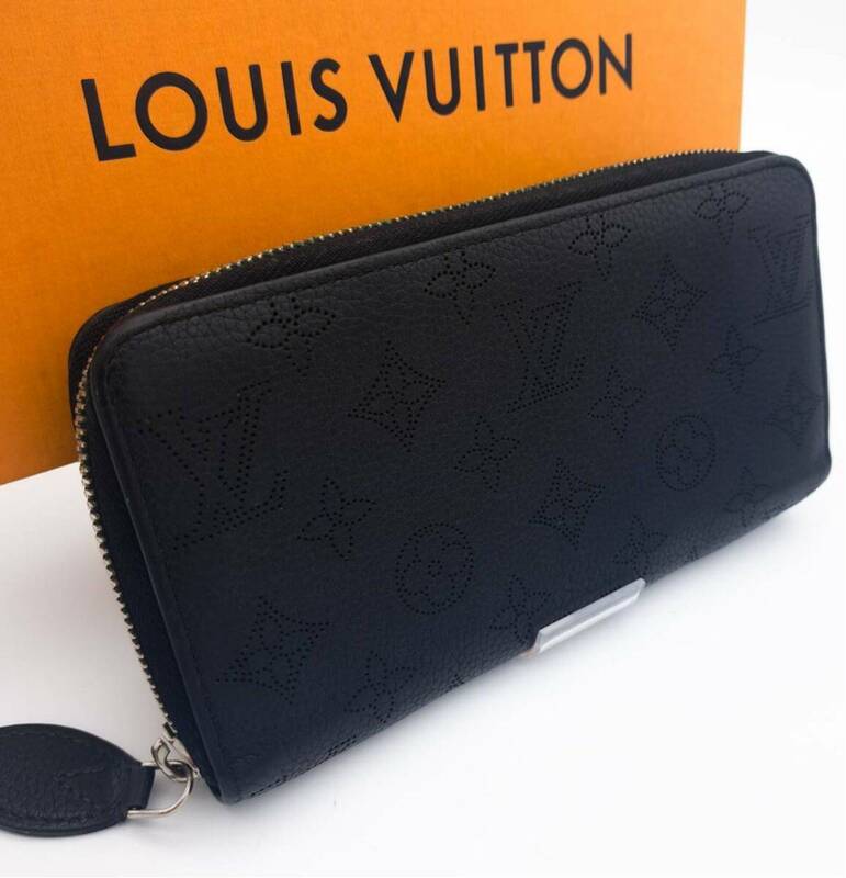 LOUIS VUITTON 未使用に近いモノグラム マヒナジッピーウォレット ブラック 長財布 ラウンドファスナーラウンドジップルイヴィトン 男女 