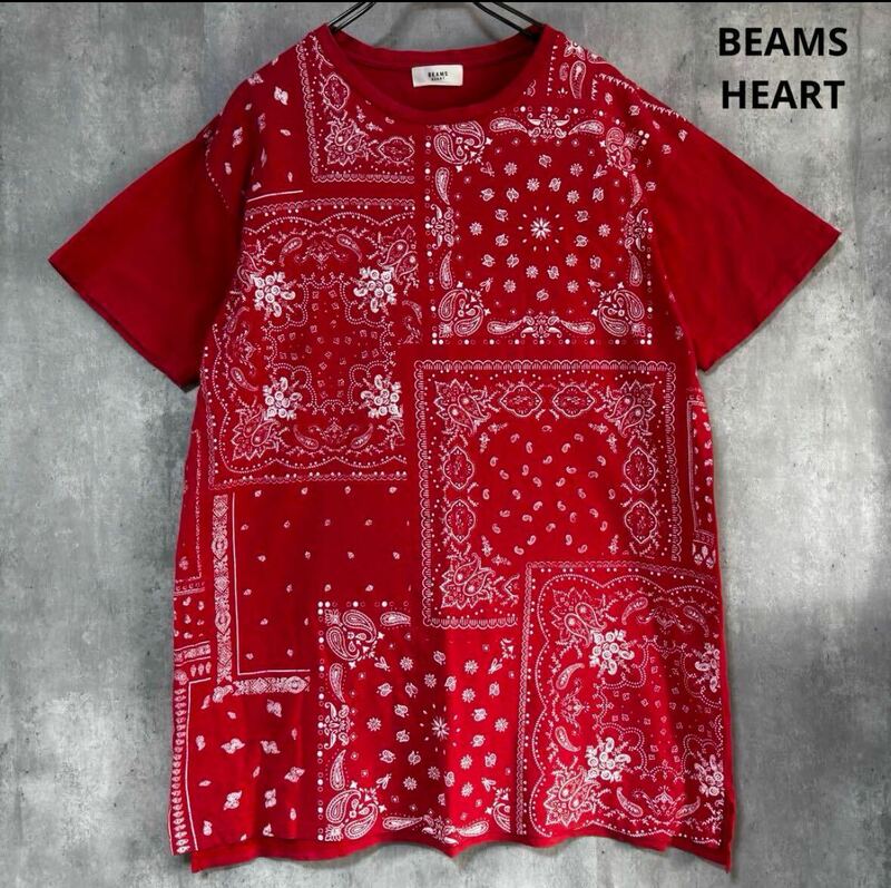 ビームス　BEAMS HEART Tシャツ　ビッグシルエット　赤