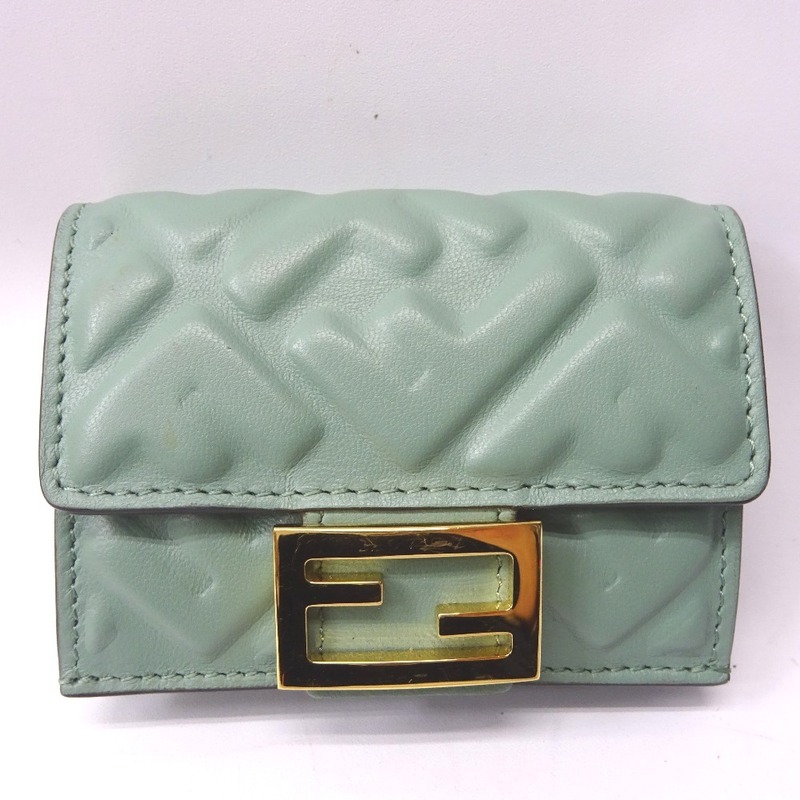 Ft1088811 フェンディ 三つ折り財布 コンパクトウォレット グリーン系 レディース FENDI 中古