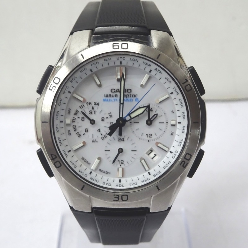 Ft602701 カシオ 腕時計 ウェーブセプター WVQ-M410 ホワイト文字盤 メンズ CASIO 中古