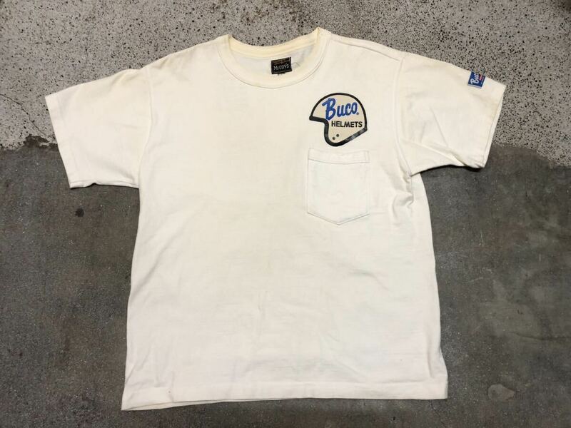 Buco THE REAL McCOY'S&CO. ポケットTシャツ プリント ブコ リアルマッコイズ 白 ホワイト size 36