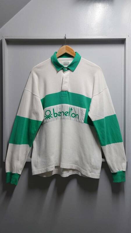 90’s UNITED COLORS OF BENETTON ゼッケン付き ラガーシャツ サイズF 長袖