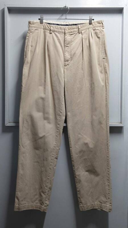 90’s Polo Ralph Lauren “ANDREW PANT” ツータック チノ パンツ ベージュ W38 L34 ラルフローレン