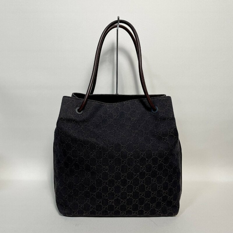 2404-6-2｜美品｜GUCCI グッチ トートバッグ キャンバス レザー ダークブラウン GGキャンバス