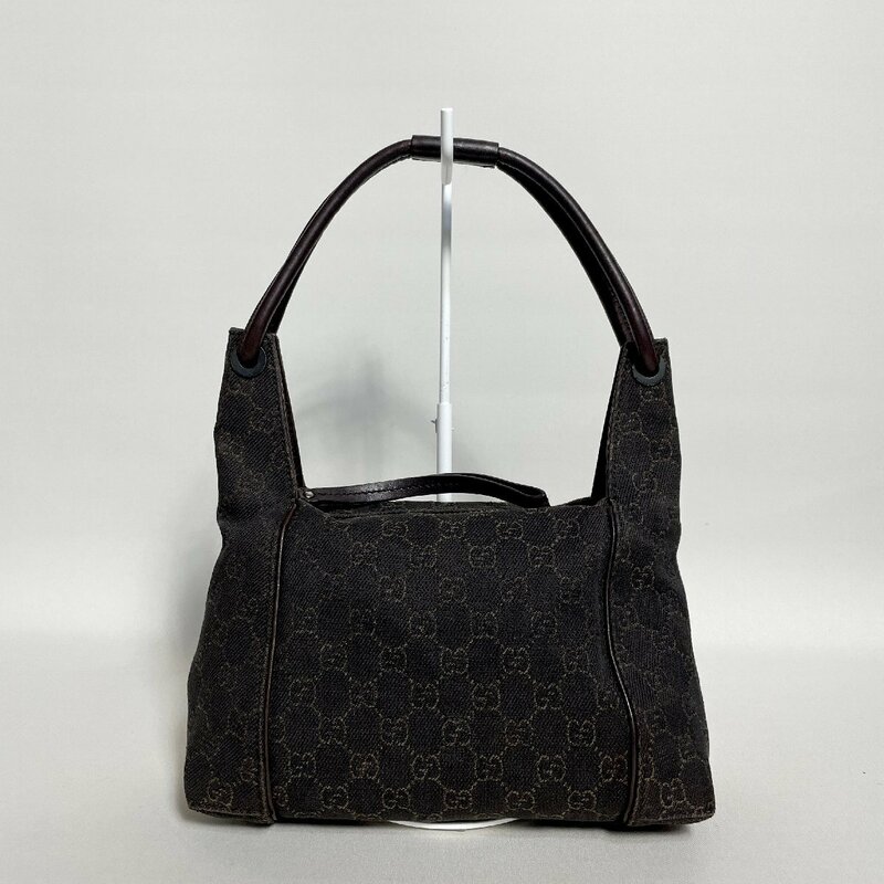 2404-57-2｜美品｜GUCCI グッチ GGキャンバス ハンドバッグ キャンバス レザー ダークブラウン