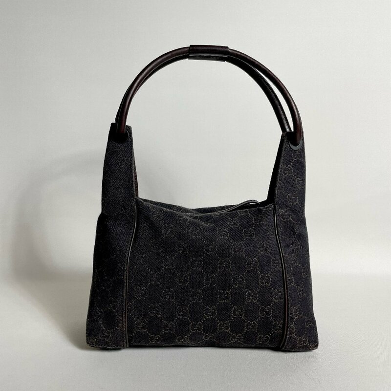 2404-100-2｜美品｜GUCCI グッチ GGキャンバス ハンドバッグ キャンバス レザー ダークブラウン