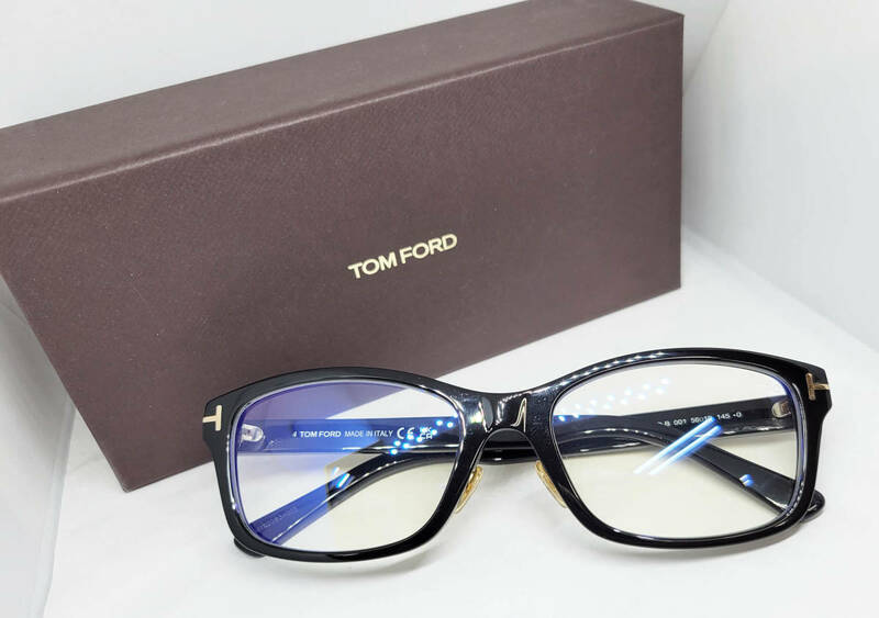 トムフォード TOM FORD 正規品 BLUE BLOCK ブルーライトカット 伊達メガネ FT5724DB-56001 ウェリントン ブラック 黒 眼鏡フレーム