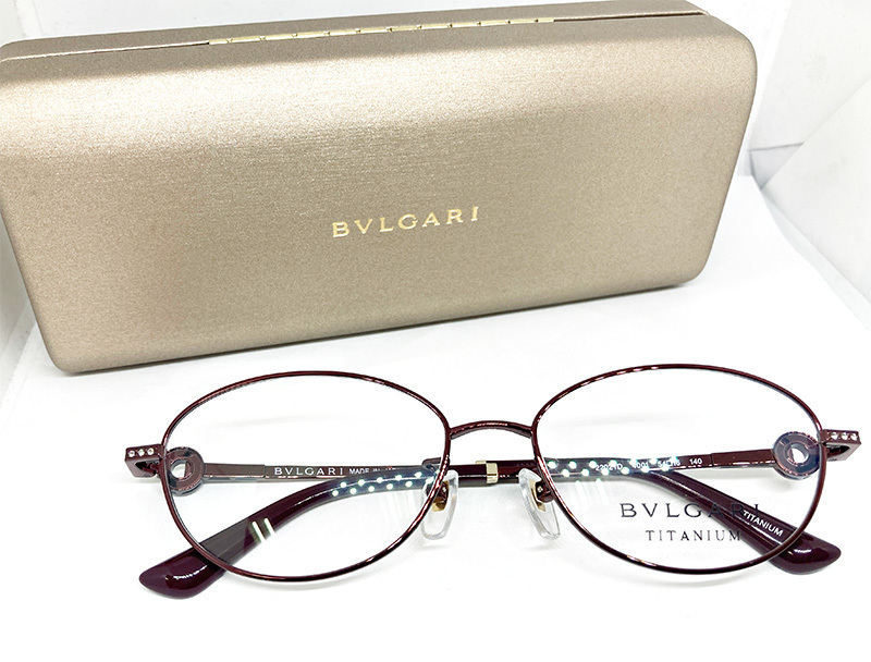 BVLGARI ブルガリ 正規品 眼鏡フレーム BV2202TD-4001 ワイン 赤紫系 ラインストーン キーリング 新品 日本製 レディース 度付き加工可