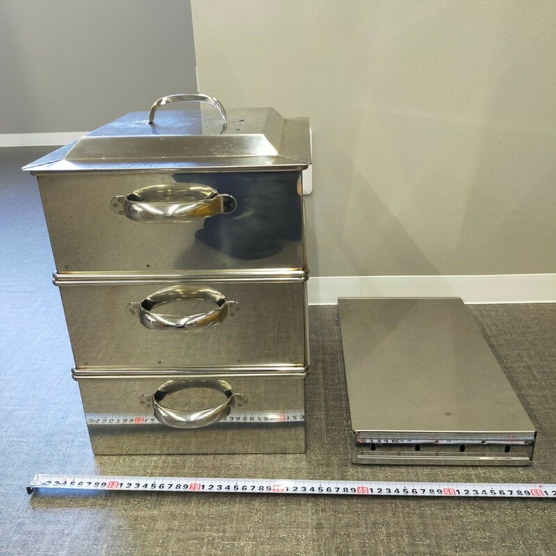 す1482 角蒸し器 業務用 2段 28cm ステンレス製 オールアルゴン溶接 包丁差し付 EBM 角型蒸器 厨房機器