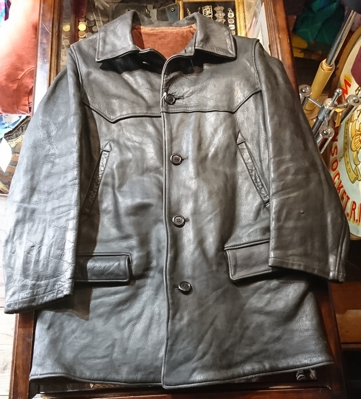 40s vintage leather sports jacket car coat ヴィンテージ レザー スポーツ ジャケット カーコート