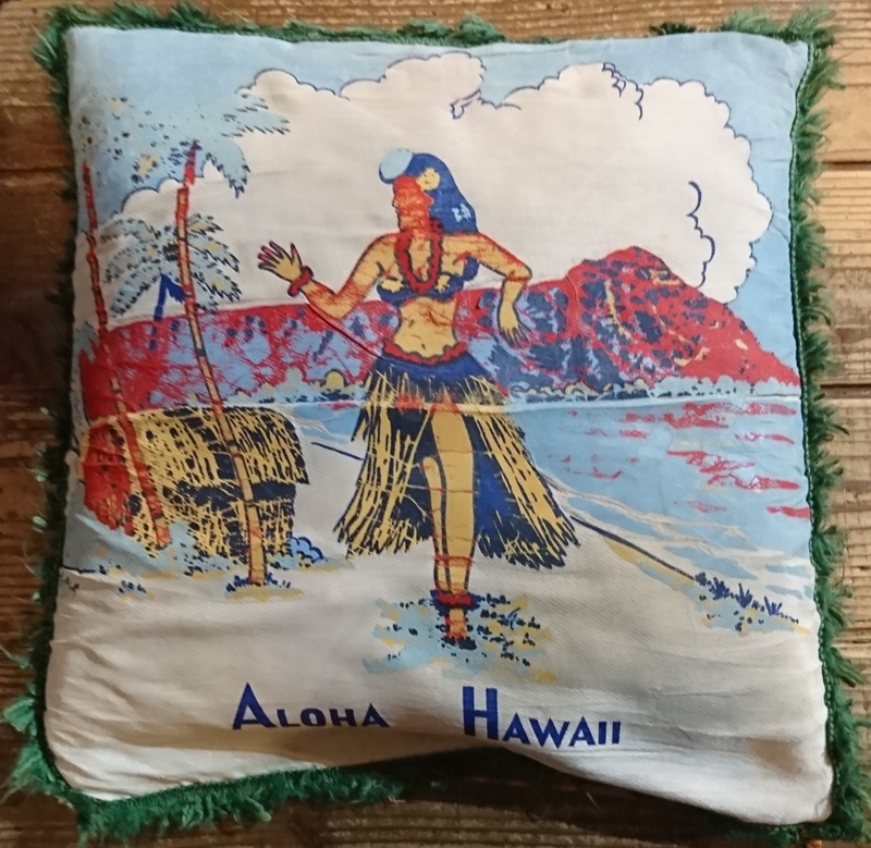 50s vintage hawaiian hulagirl cushion ヴィンテージ ハワイアン フラガール クッション