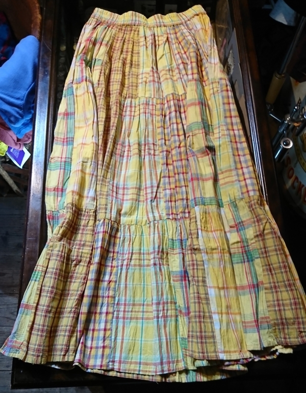 70s vintage マドラスチェック ロングスカート skirt