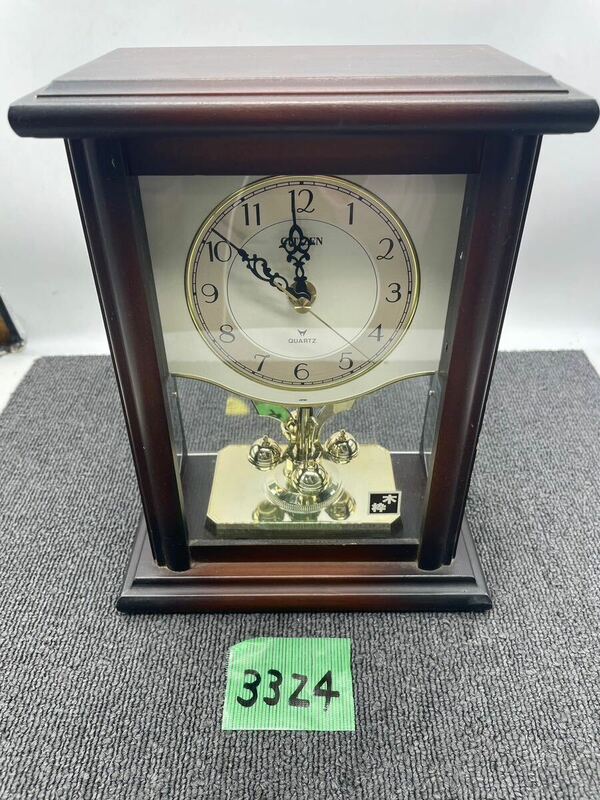 CITIZEN シチズン 置時計 置き時計 アンティーク レトロ アナログ クォーツ 木フレーム 時計 インテリア雑貨 当時物 通電確認済み u3324