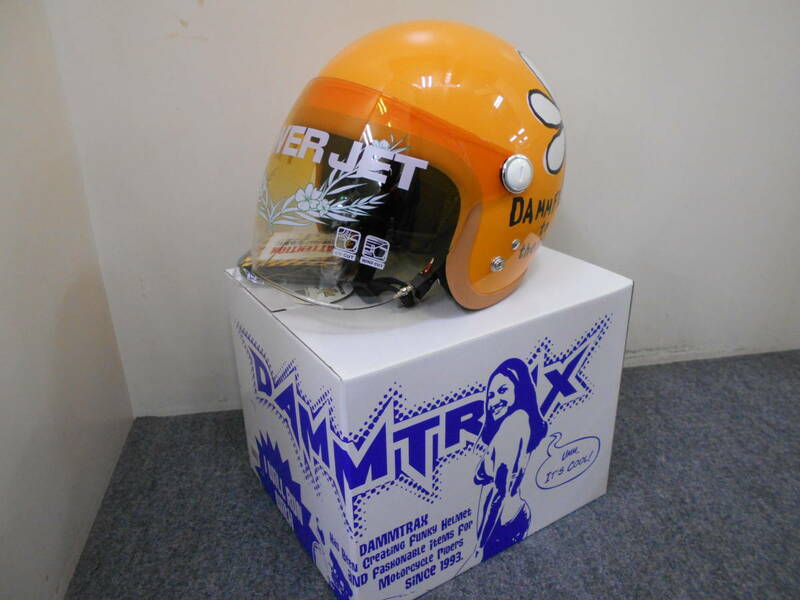 新品/未使用　ダムトラックス　 フラワージェット/パールオレンジ色　 レディースジェットヘルメット DANNTRAX &南海部品 レディースサイズ