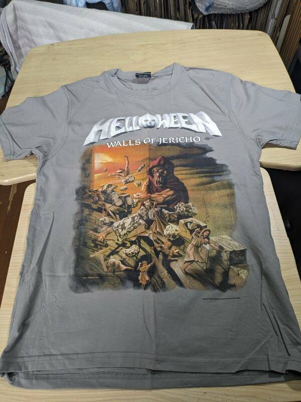 【服飾】 ビンテージ レア Tシャツ バンド 当時物? Helloweenの ハロウィン Walls of Jericho ジェリコの壁 BLAST S グレー 半袖