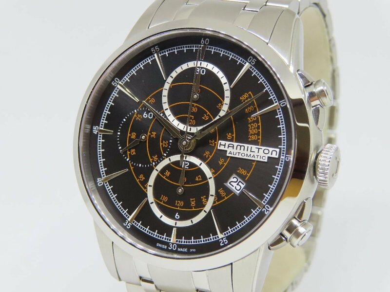 【美品】HAMILTON ハミルトン レイルロード クロノグラフ H406560 自動巻き メンズ腕時計