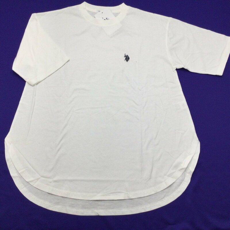 【送料無料】【新品】US.POLO.ASSN レディース半袖Tシャツ（チュニック丈 コットン100％）　L 　アイボリー★13208