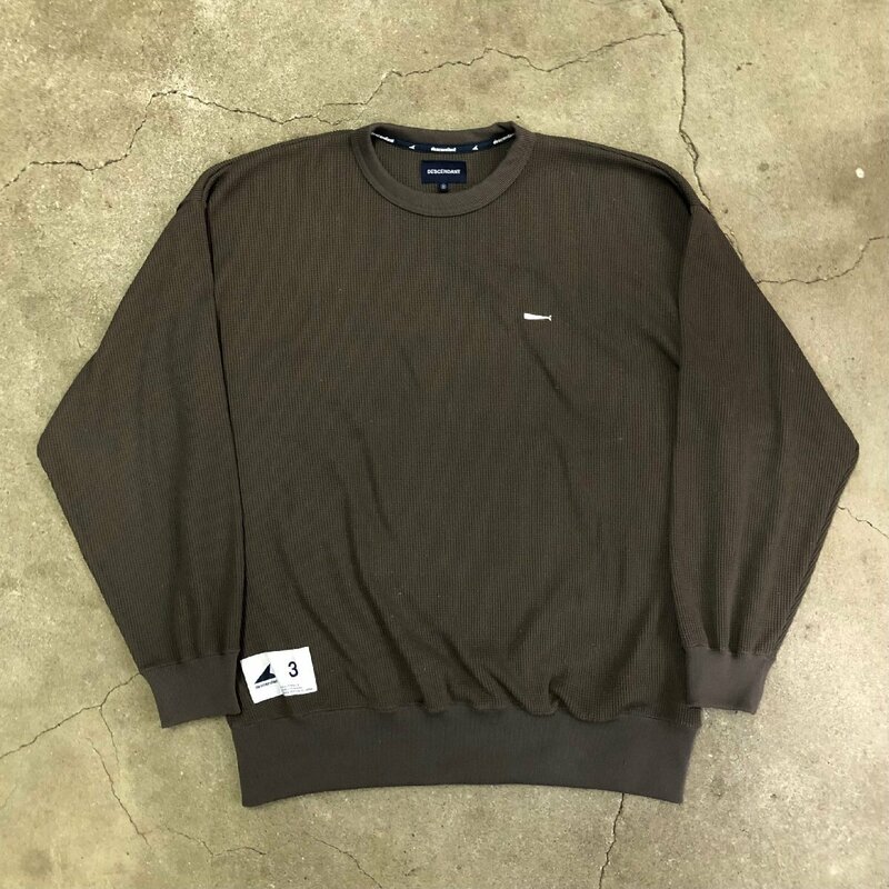 23aw DESCENDANT GAUFRE WAFFLE CREW NECK OLIVE CRAB 3 ディセンダント ワッフル ロンT オリーブ