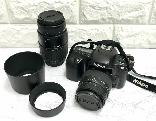 Nikon ニコン F50 一眼レフ フイルムカメラ SIGMA ZOOM 28-80mm 1:3.5-5.6 70-300mm 1:4-5.6 D レンズ2本 通電確認済 fah 5S012