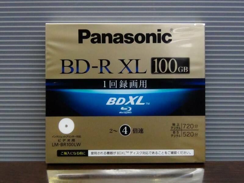 送料無料★パナソニック LM-BR100LW 録画用4倍速 100GB 片面3層 追記型 BDXL(TM)ブルーレイディスク 単品★未開封 Panasonic Blu-ray Disc