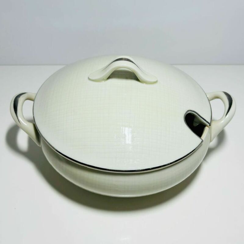 OR8】 ソースポット スープポット フタ付き 陶器 食器カレー シチュー レトロ Hongo CHINA