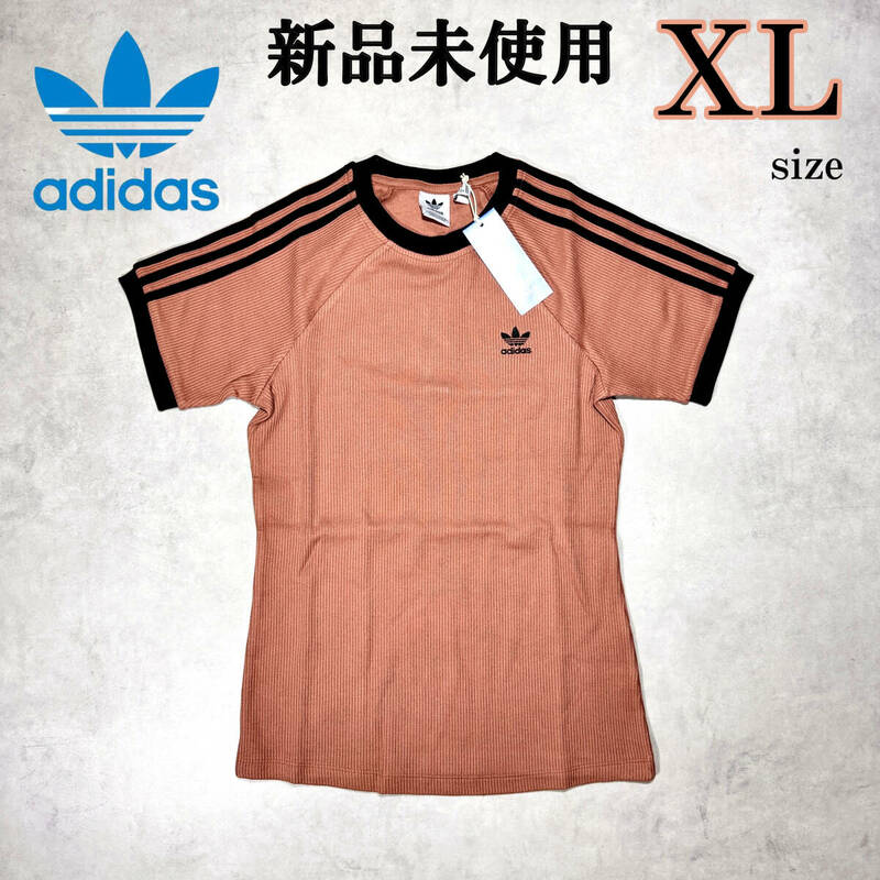 新品 XLsize アディダスオリジナルス 半袖 ワッフル Tシャツ オレンジ adidas originals WAFFLE スリム タイト 黒 ストライプ 刺繍 夏 韓国