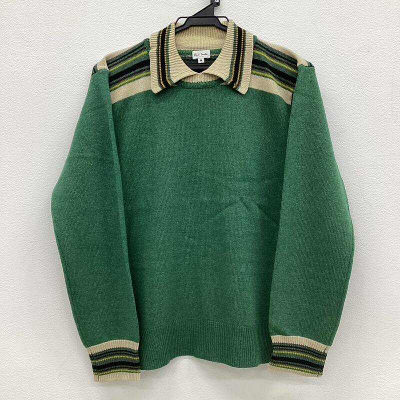 【クリーニング済み美品】Paul Smith ポールスミス セーター ニット L/Sポロシャツ グリーン 緑 Mサイズ 長袖
