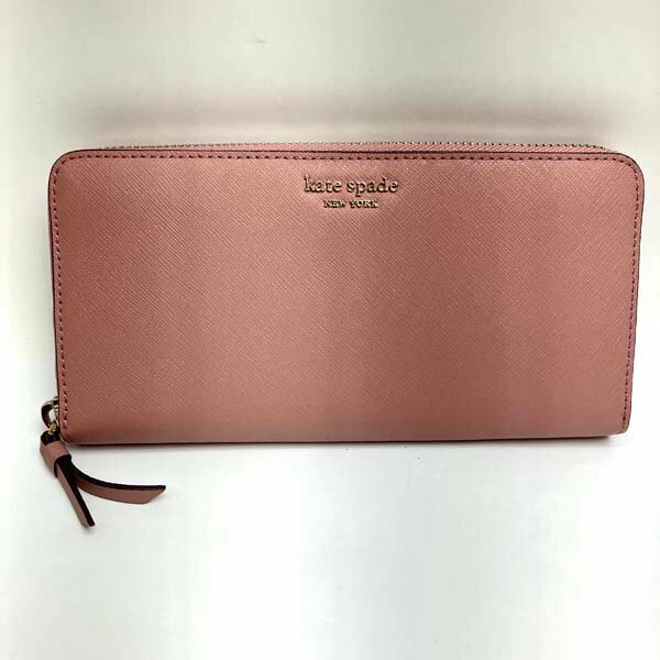 t)ケイトスペード kate spade 長財布 ラウンドファスナー開閉 ピンクカラー レディース 中古 ※ゆうパケット300円