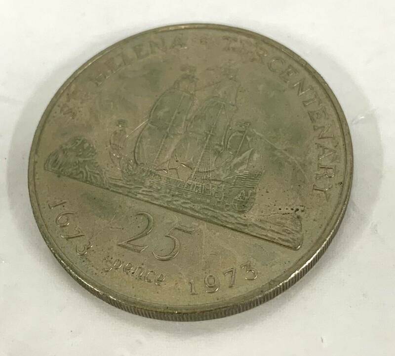 1673-1973 セントヘレナの300周年記念 25ペンス コイン ニッケル硬貨 現状品 カ4