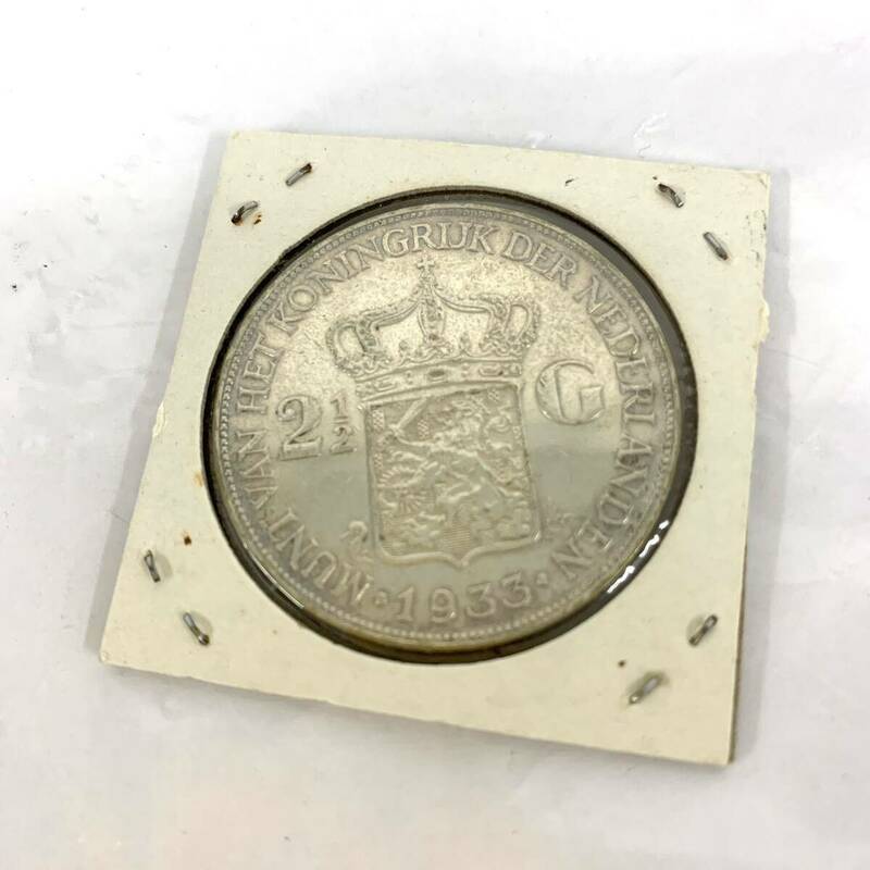 オランダ ウィルへミナ女王 2 1/2グルデン銀貨 1933 年　古銭銀貨貨幣硬貨 現状品 ヨーロッパ 大型銀貨 カ4