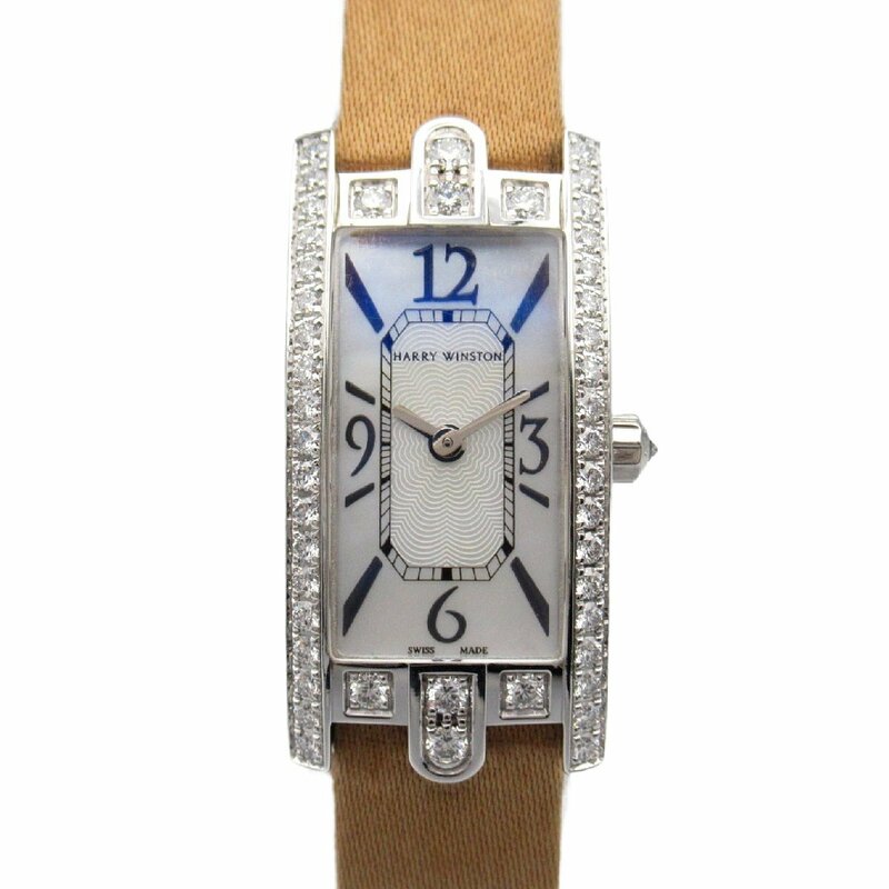 ハリーウィンストン アヴェニューC ミニ ブランドオフ HARRY WINSTON K18WG（ホワイトゴールド） 腕時計 WG/革 中古 レディース