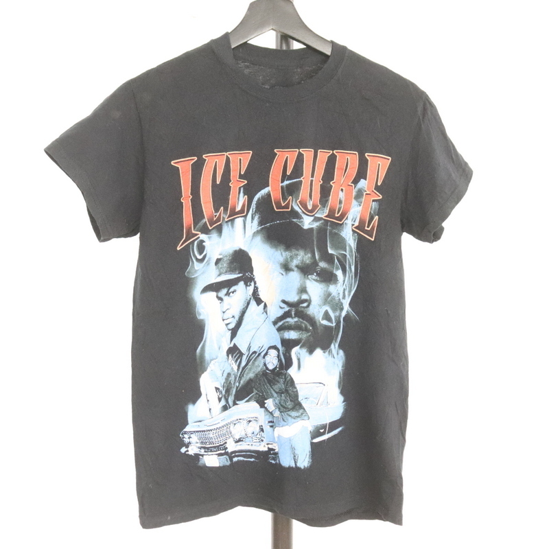 i166 2000年代製 ICECUBE 半袖プリントTシャツ■00s 表記Sサイズ ブラック アイス・キューブ HIPHOP アメカジ ストリート 古着 古着卸 90s