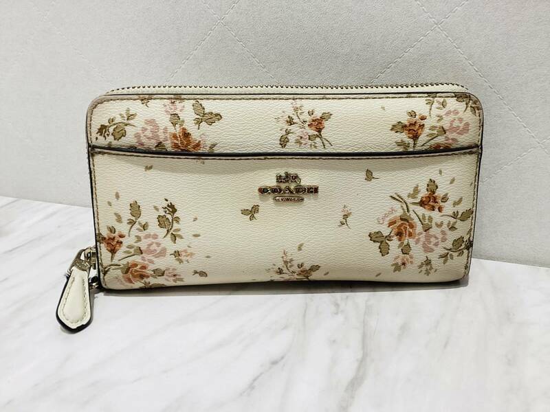 A1276 COACH コーチ ラウンドファスナー 花柄 M1930 中古品