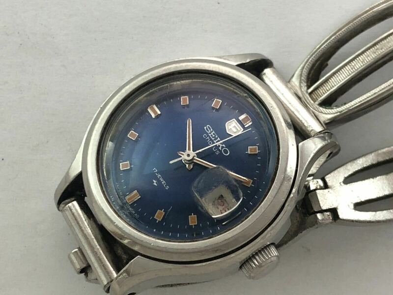 セイコー SEIKO 腕時計 手巻き アンティーク ブルー文字盤 ジャンク 動作品 コーラス レディース 2118-0200
