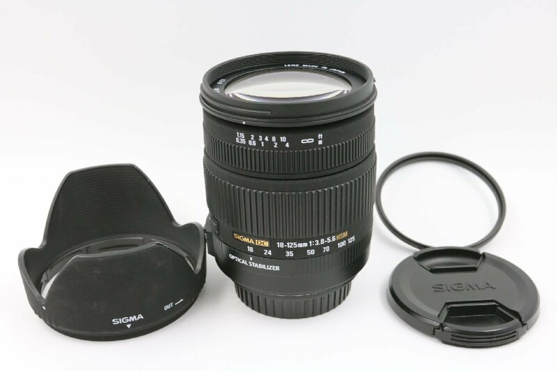 《動作保証》 SIGMA シグマ AF 18-125mm f/ 3.8 - 5.6 DC HSM OS ズーム 専用 フード付 キャノン Canon EF マウント レンズ