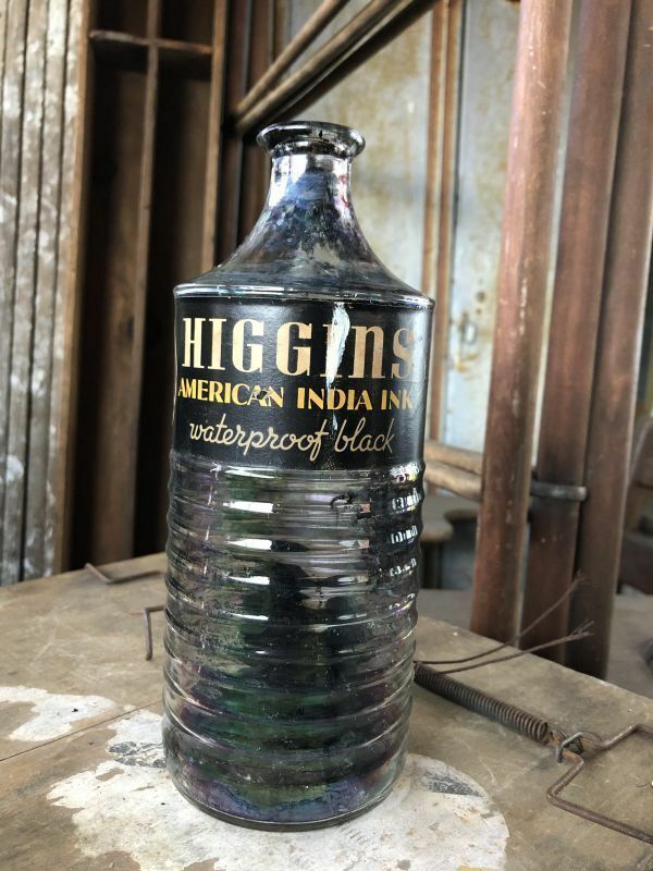 即決価格 HIGGINS American India Ink アンティーク インクボトル ガラス瓶 ヴィンテージ USA 32 OZ.