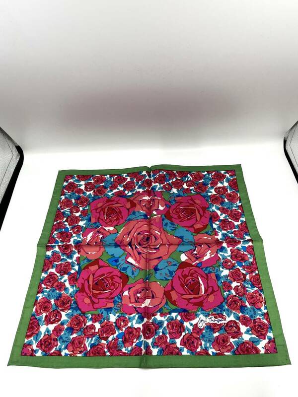 ジムトンプソン | JIM THOMPSON 花柄　薔薇　ハンカチ　スカーフ　シルク　42×42