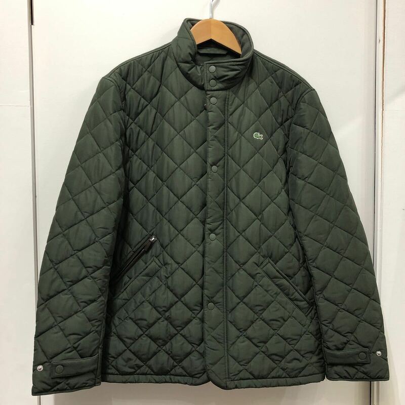 LACOSTE ラコステ キルティングジャケット 52サイズ カーキ ナイロンジャケット メンズ アウター 180/100A BH5284-14C 紳士 ワンポイント