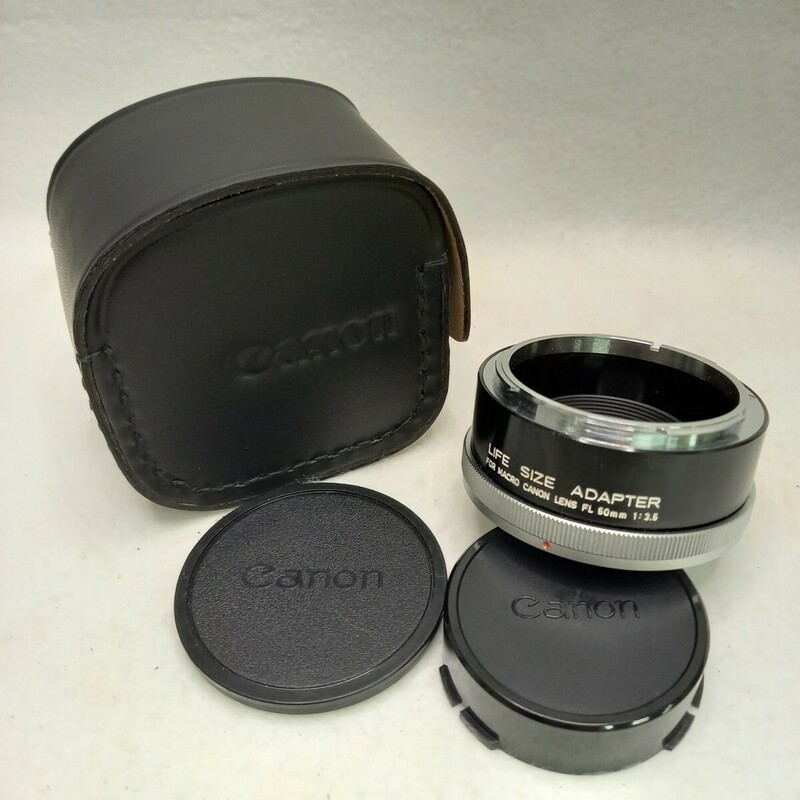 Canon LIFE SIZE ADAPTER キヤノン FL50mm F3.5 マクロ用 等倍撮影用 アダプター ケース・前後キャップ付 現状品 ／ 01-00110