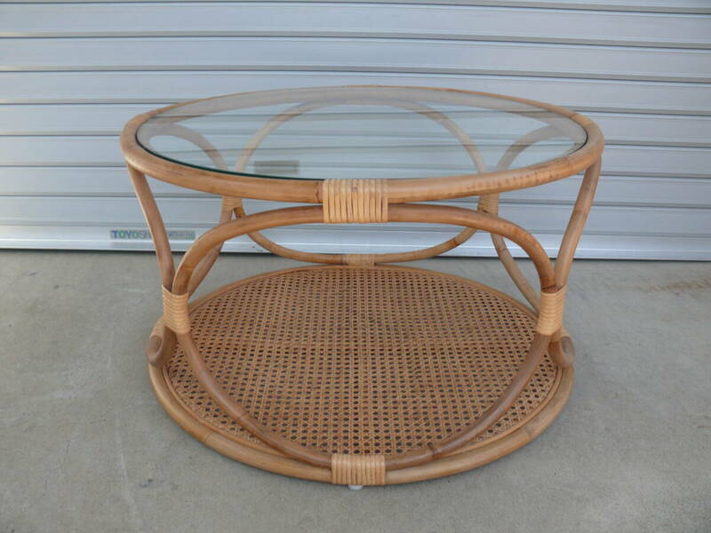 unico ウニコ WEAVA ウィーバ ローテーブル リビングテーブル センターテーブル ラタン/ガラステーブル（直径65cm/高さ38,5cm）