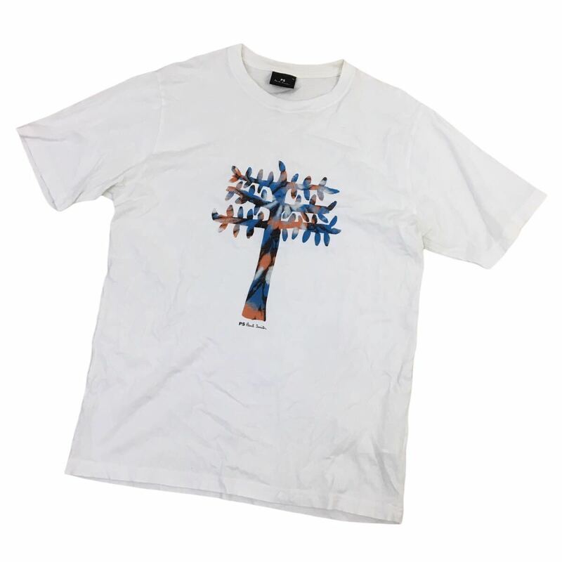 ND173-⑦ PS Paul Smith ポールスミス 半袖 Tシャツ トップス プルオーバー クルーネック コットン 綿100% ホワイト メンズ XL