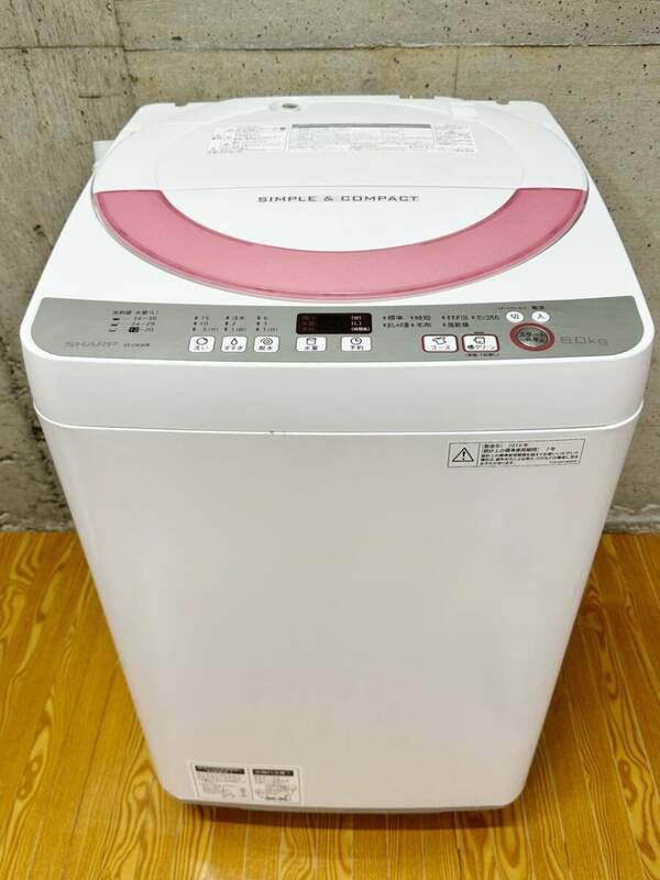 2 シャープ SHARP 全自動電気洗濯 ES-GE60R-P 洗濯機 全自動洗濯機 6.0kg LOW & コンパクトBODY ピンク系 