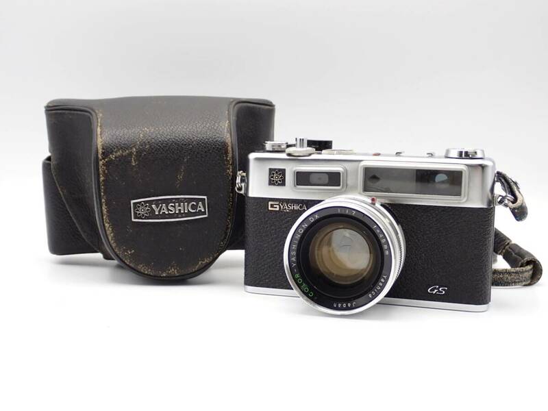 ケース付き☆YASHICA ヤシカ ELECTRO35 エレクトロ35 フィルムカメラ 空シャッター可能 シルバー×ブラック/A0325-800/23