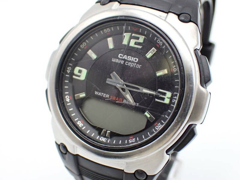 1000円～☆CASIO カシオ 電波ソーラー メンズ腕時計 wave ceptor ウェーブセプター WVA-109HJ タイムスタンプ30 デジアナ/N3046-900②/23