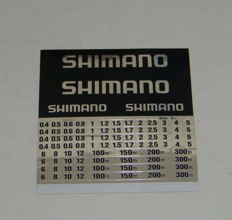 シマノ　ライン号数表示シール　ステッカー　9X9cm　リール等に貼れば号数M数がわかります。