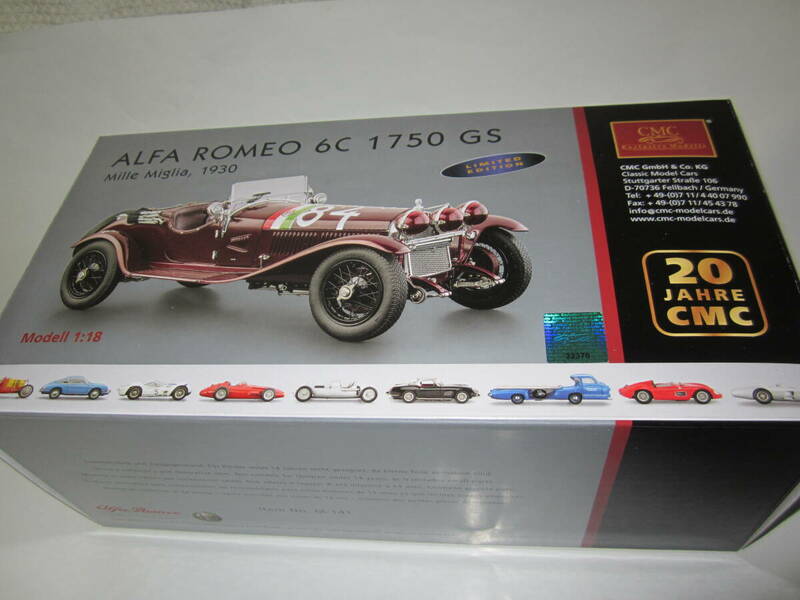 即決 CMC 2000台限定 1/18 アルファロメオ 6C 1750 GS　1930年ミッレミリア優勝 №84 タツィオ・ヌヴォラーリ 