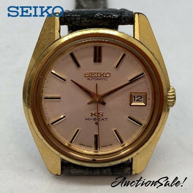 【可動品】SEIKO セイコー キングセイコー KS 56KS 5625‐7000 腕時計 オートマチック デイト ハイビート 文字盤/ゴールド ベルトジャンク