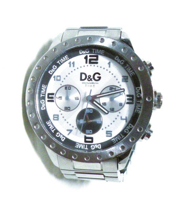 ◆ 《DOLCE&GABBANA》【ドルチェ＆ガッバーナ　シルバー　クロノグラフ 腕時計】稼働中　◆